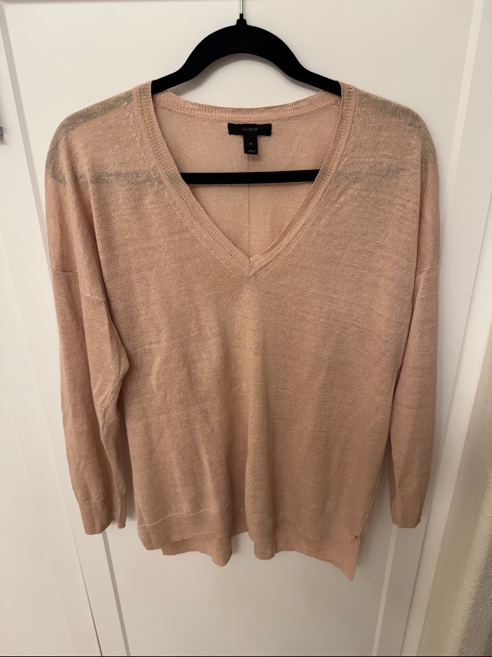 J. Crew Women's V-Neck Sweater in Soft Blush
